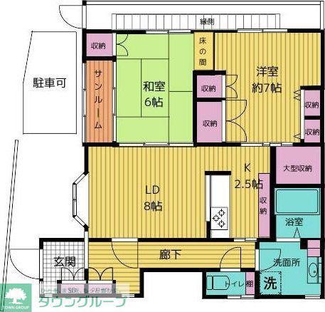 高橋フラッツ(2LDK/1階)の間取り写真