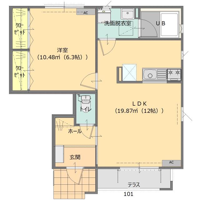 月桂樹の街 D棟(1LDK/1階)の間取り写真