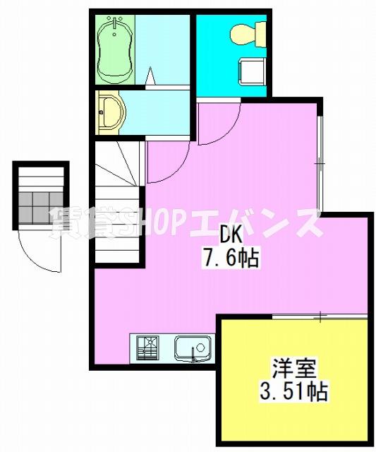 カレッタ習志野(1DK/2階)の間取り写真