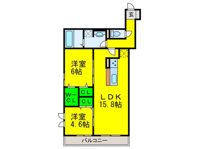 JYO・POINTVILLAGE C棟(2LDK/3階)の間取り写真