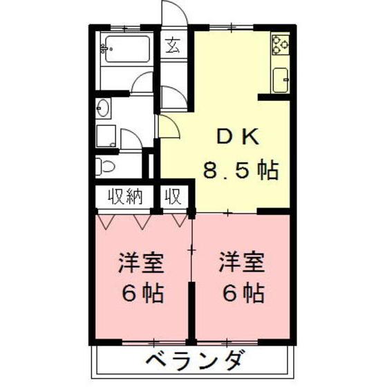 今嶺ビル(2DK/2階)の間取り写真