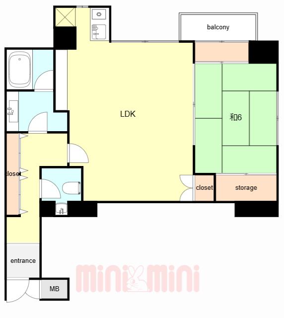 ルーア芦屋(1LDK/1階)の間取り写真