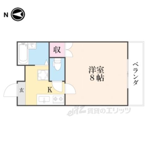 ＪＲ山陰本線 円町駅 徒歩10分 4階建 築27年(1K/1階)の間取り写真