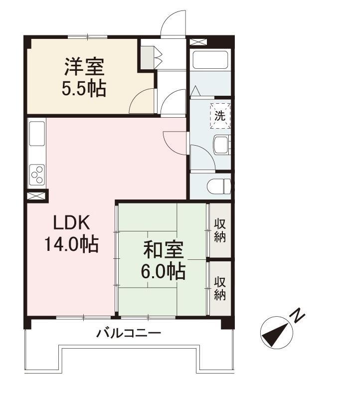 コーポ千代橋(2LDK/3階)の間取り写真