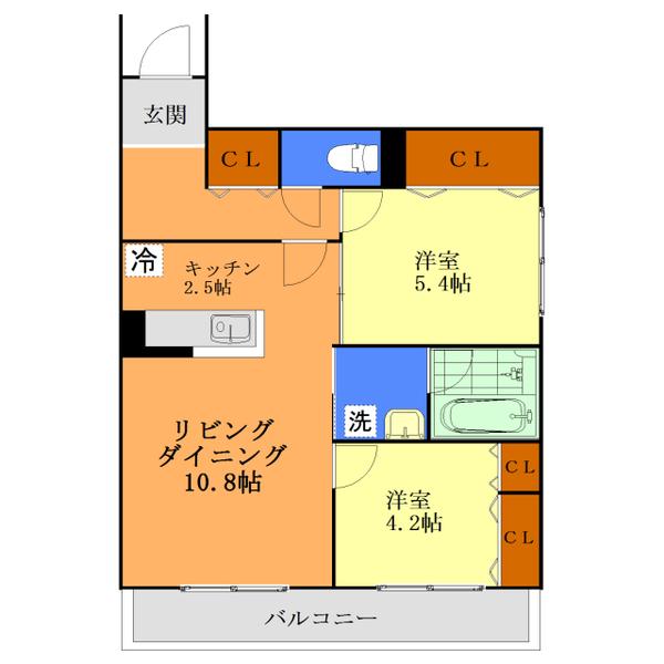 LA MERIDIAN ATSUBETSU(2LDK/1階)の間取り写真