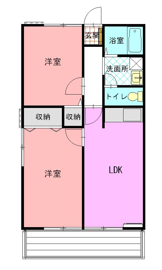 グランドール・ジュンA棟(2LDK/1階)の間取り写真