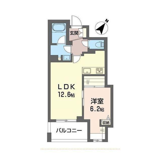 磯子区丸山1丁目マンション(1LDK/2階)の間取り写真