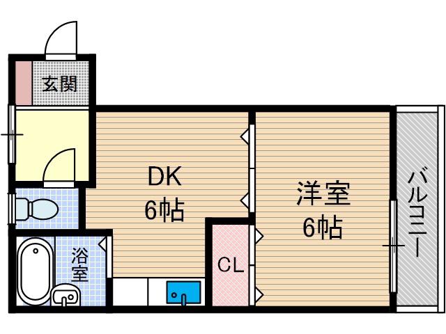 FLAT34茨木(1DK/3階)の間取り写真