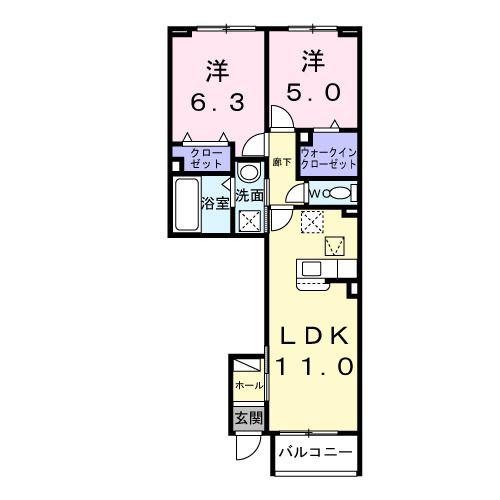 ウィステリアタウンI(2LDK/1階)の間取り写真