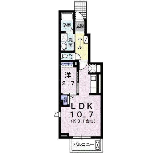 サウス フォアフロント I(1LDK/1階)の間取り写真