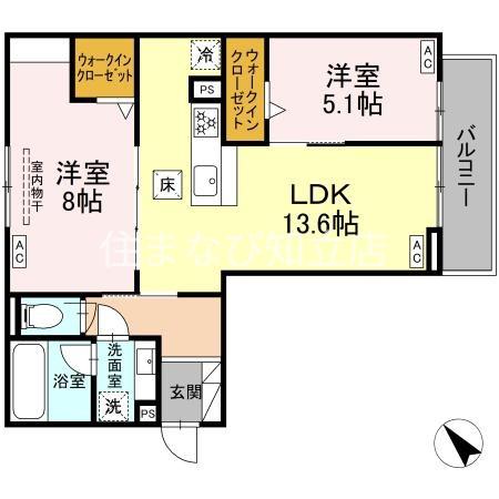 D-AVANCE今本町B(2LDK/1階)の間取り写真
