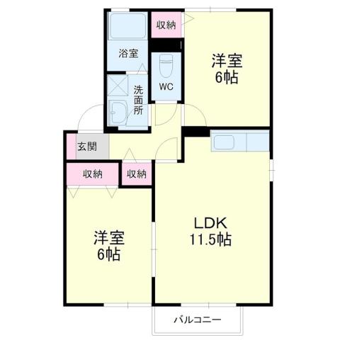 フォーチュン(2LDK/2階)の間取り写真