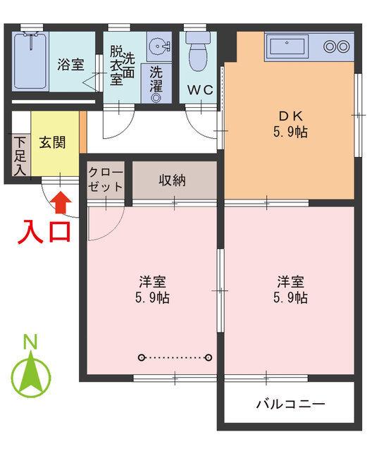 エーデルワイスC(2K/2階)の間取り写真