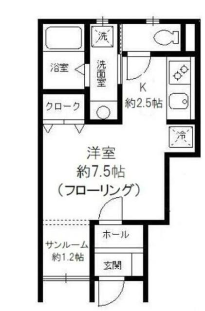 CASA DOMANI(1K/1階)の間取り写真