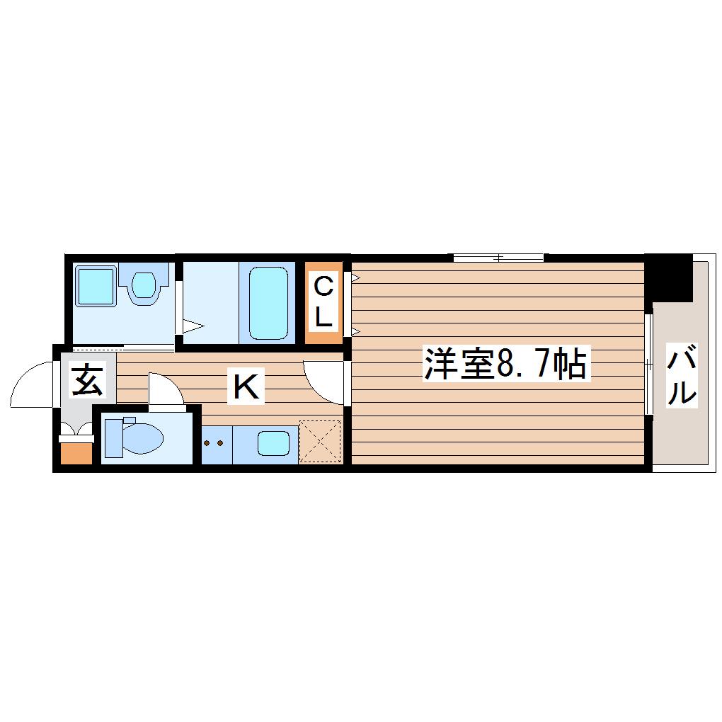 ドゥーエ仙台イーストII(1K/2階)の間取り写真