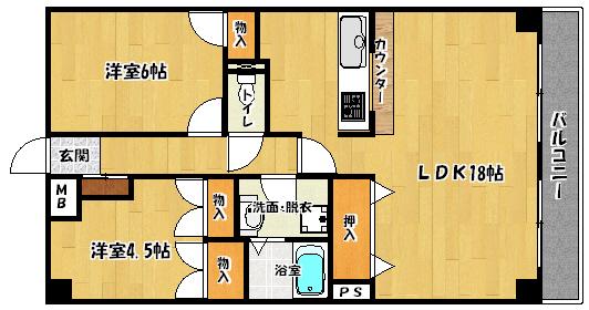 クリーンコートハイ(2LDK/4階)の間取り写真
