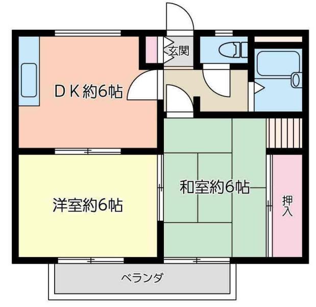 南林間JAコーポI(2DK/2階)の間取り写真