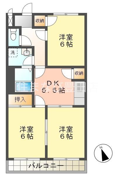 コラージュ I(3DK/1階)の間取り写真