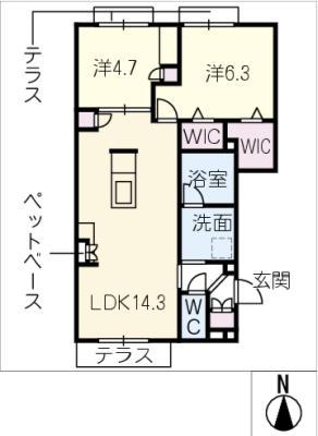 SUN LOIRE(2LDK/1階)の間取り写真