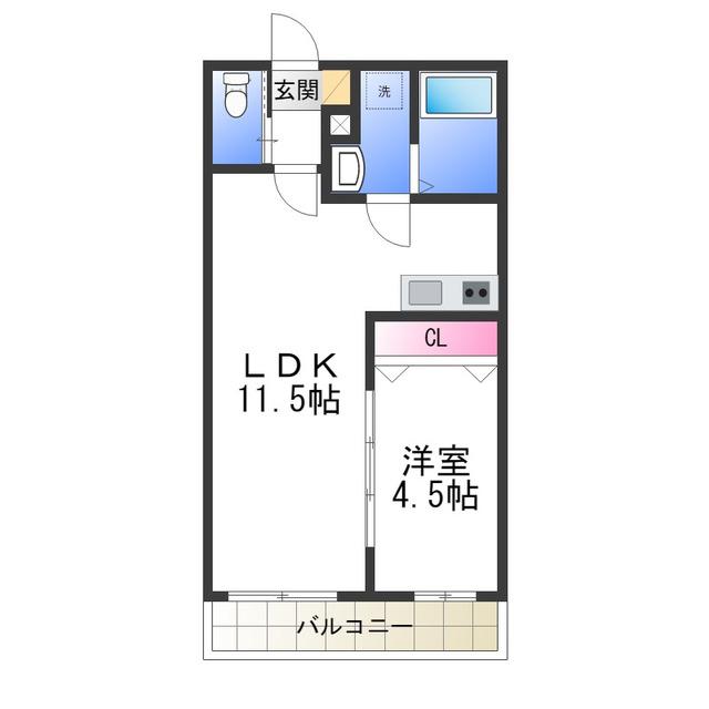 ジーメゾン初芝バックス(1LDK/3階)の間取り写真