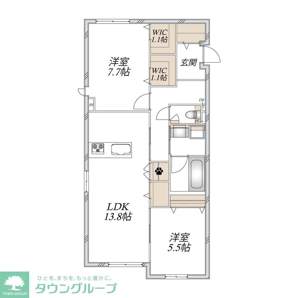 CASA DI PAGLIA(2LDK/1階)の間取り写真