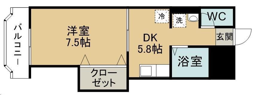 アーバンハイツ福住II(1DK/2階)の間取り写真