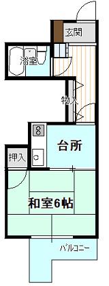 トーカンマンション第2開運橋(1K/5階)の間取り写真