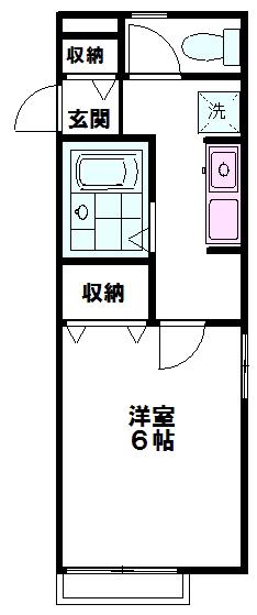 プルミエ(1K/1階)の間取り写真