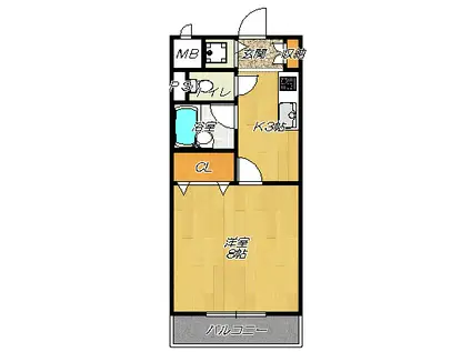 ラフィネ シャンブル(1K/1階)の間取り写真