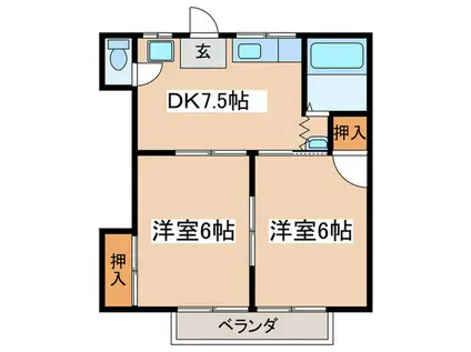 アパ-ト芦谷シオン(2DK/2階)の間取り写真