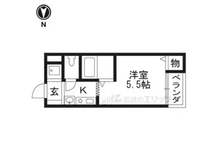 摂津ビル(1K/3階)の間取り写真