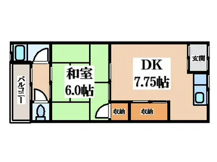 江瀬美町文化(1DK/2階)の間取り写真