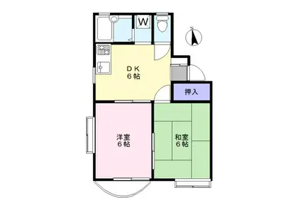 ロイヤルヴィラ小山(2DK/2階)の間取り写真