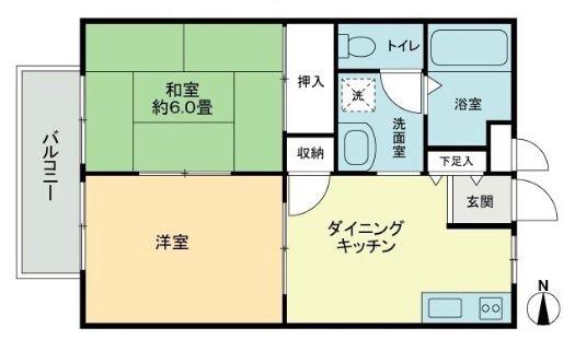 フォブール木内(2DK/2階)の間取り写真
