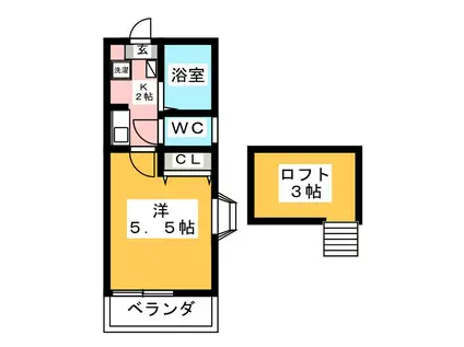カノン鶴巻(1K/2階)の間取り写真