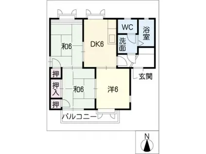 コーポラスイシガミG棟(3DK/1階)の間取り写真