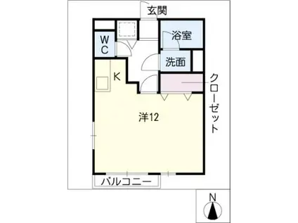 WIN1(ワンルーム/2階)の間取り写真