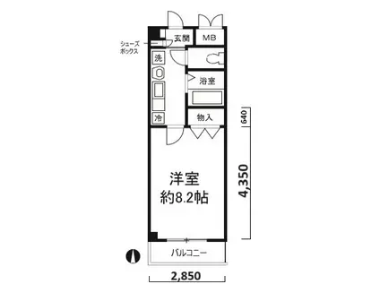 聖和マンション弐番館(1K/6階)の間取り写真