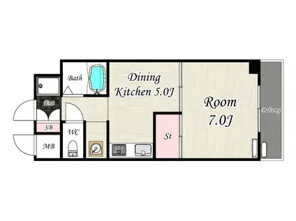 MANSION BIG・PEN A(1DK/2階)の間取り写真