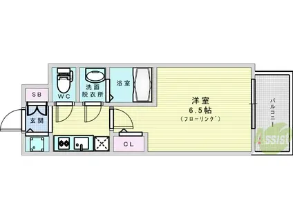 エスリードレジデンス大阪ウエスト(1K/4階)の間取り写真