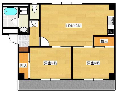 ロイヤルヨシヤマ(2LDK/2階)の間取り写真