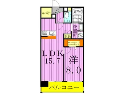 ロイヤルパークス新田(1LDK/5階)の間取り写真