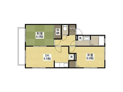 メンバーズタウン草戸II(2DK/2階)の間取り写真