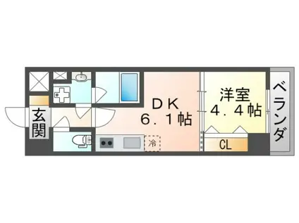ライブガーデン江坂IX(1DK/5階)の間取り写真