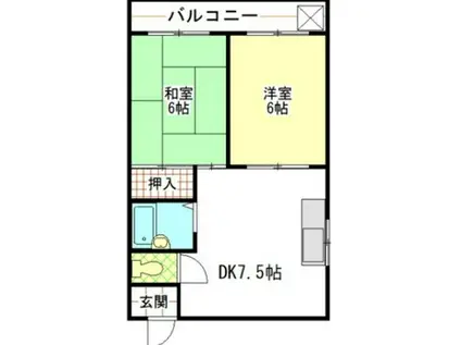 ハイツ須磨(2DK/3階)の間取り写真