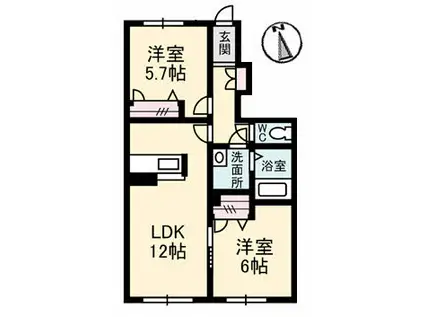 シャーメゾン坂本 1番館(2LDK/1階)の間取り写真