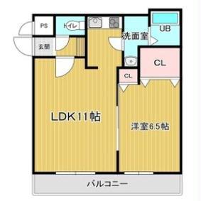 リベア的場(1LDK/3階)の間取り写真