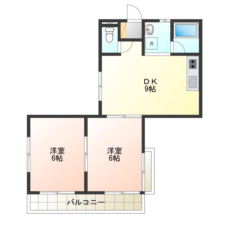 ハーマナイズ21(2DK/4階)の間取り写真