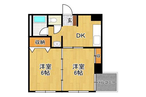 KGマンションAIOI(2DK/2階)の間取り写真