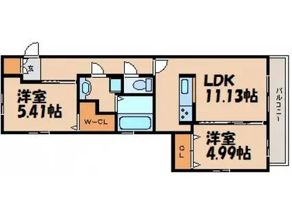 ディアヒルズ(2LDK/1階)の間取り写真